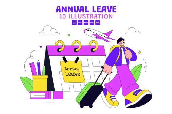 Download 10 Annual Leave Vector Illustration - Premium Bundle