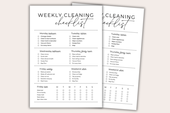 Download Weekly Cleaning Checklist Editable - Checklist Collection