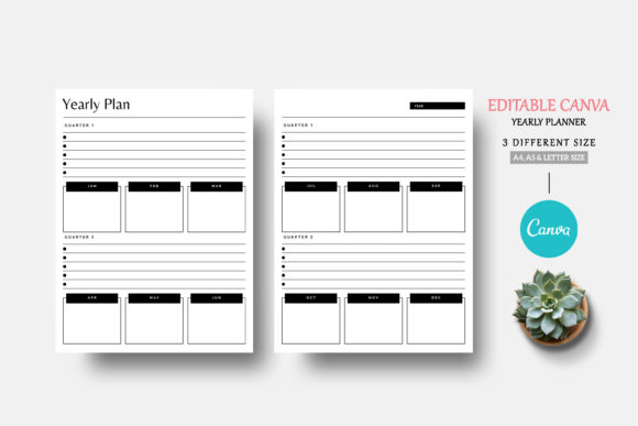 Download Editable Canva Yearly Planner - Yearly planner Collection