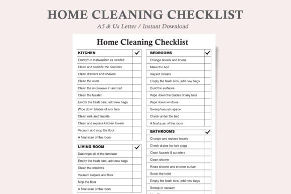 Download Home Cleaning Checklist,Cleaning Routine - Checklist Collection