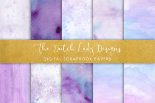 Download Digital Scrapbook Paper - Watercolor Ombres in Blue & Purple - Waterpaint Textures - Purple Collection