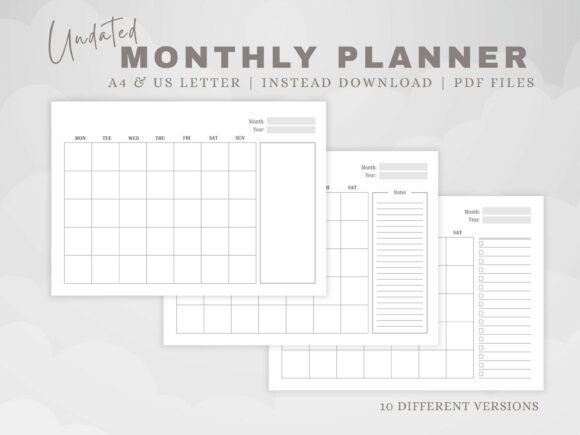 Download Undated Monthly Planner with Checklist - Checklist Collection